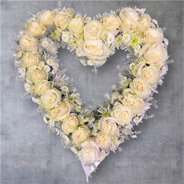 White Open Heart roses