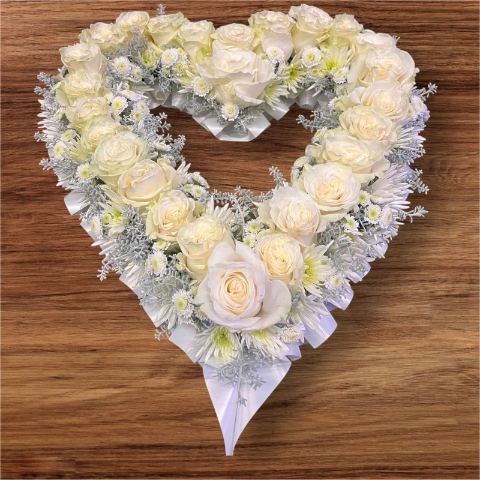 White Open Heart roses