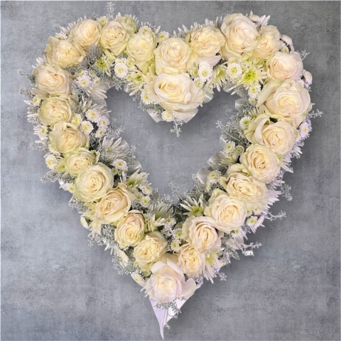 White Open Heart roses